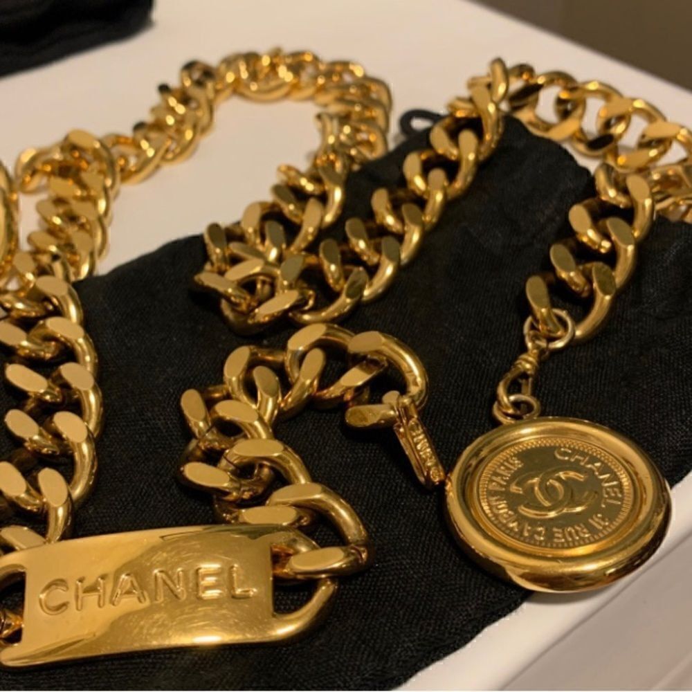 CHANEL Vintage Medallion Chain Belt Metal 70 - Picture 12 of 12
